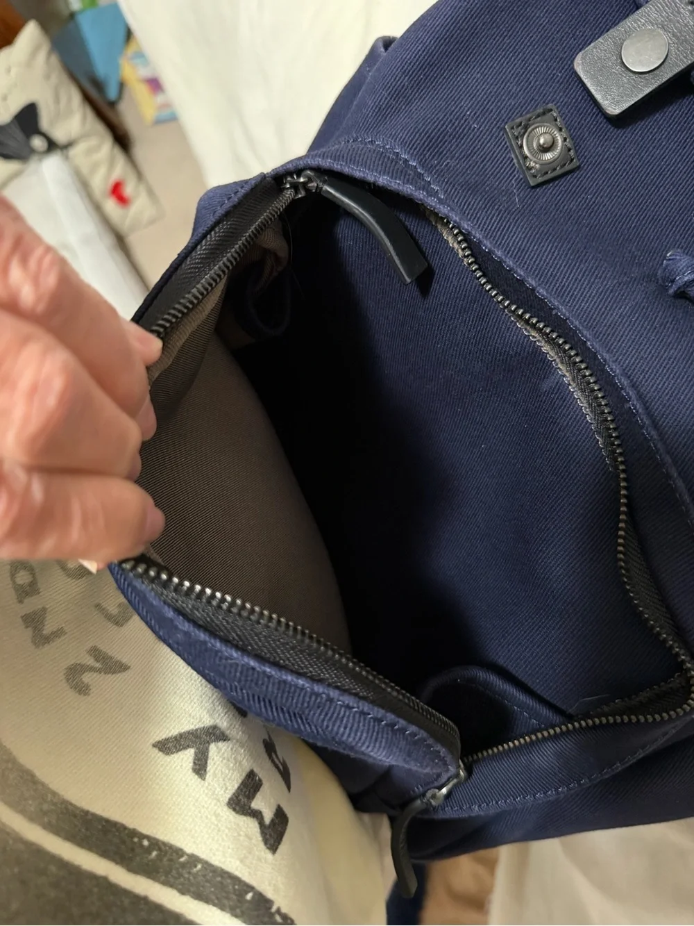Everlane Navy Canvas Backpack with Snaps